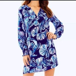 Lilly Pulitzer Blue and White Long Sleeve Dress